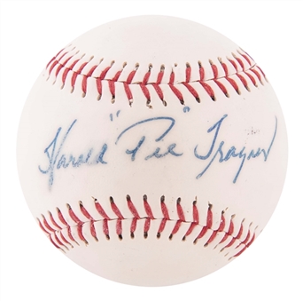 Harold "Pie" Traynor Full Name Signed Baseball (JSA)
